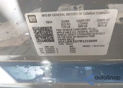 2024 Chevrolet Silverado 1500 4Wd Short Bed Rst from USA, damaged, VIN 2GCUDEED7R1216699